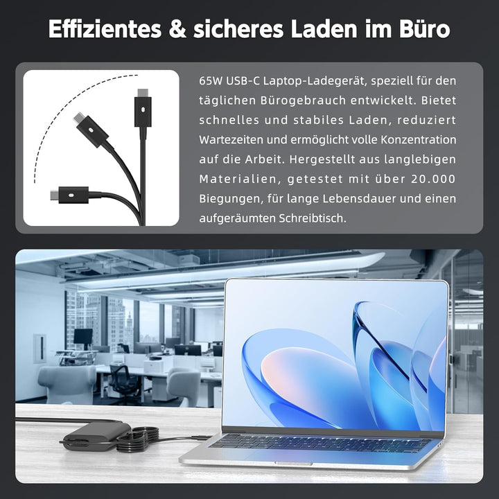 Ladekabel Laptop 65W USB C Netzteil für Dell Latitude 5490 5410 5420 5520 5285 3520 5290 5179 7490 7
