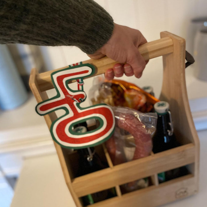 UNUS Home Männerhandtasche aus Bambus Bier, Flaschenträger aus Holz für 6 Flaschen, Bierträger mit F