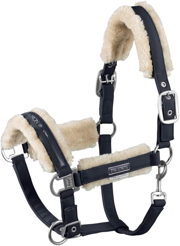 Eskadron Platinum Halfter DOUBLEPIN FAUXFUR, Stallhalfter navy P2, navy P2