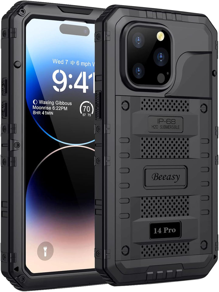 Beeasy für iPhone 14 Pro Wasserdicht Outdoor Hülle (6,1"), Stossfest Panzerhülle Militär 360 Grad Sc