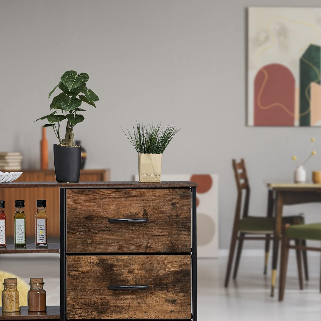 Relaxdays HxBxT 71,5 x 84 x 32,5 cm Kleiderschrank braun-schwarz Kommode Industrial, HBT, Stoff, Met