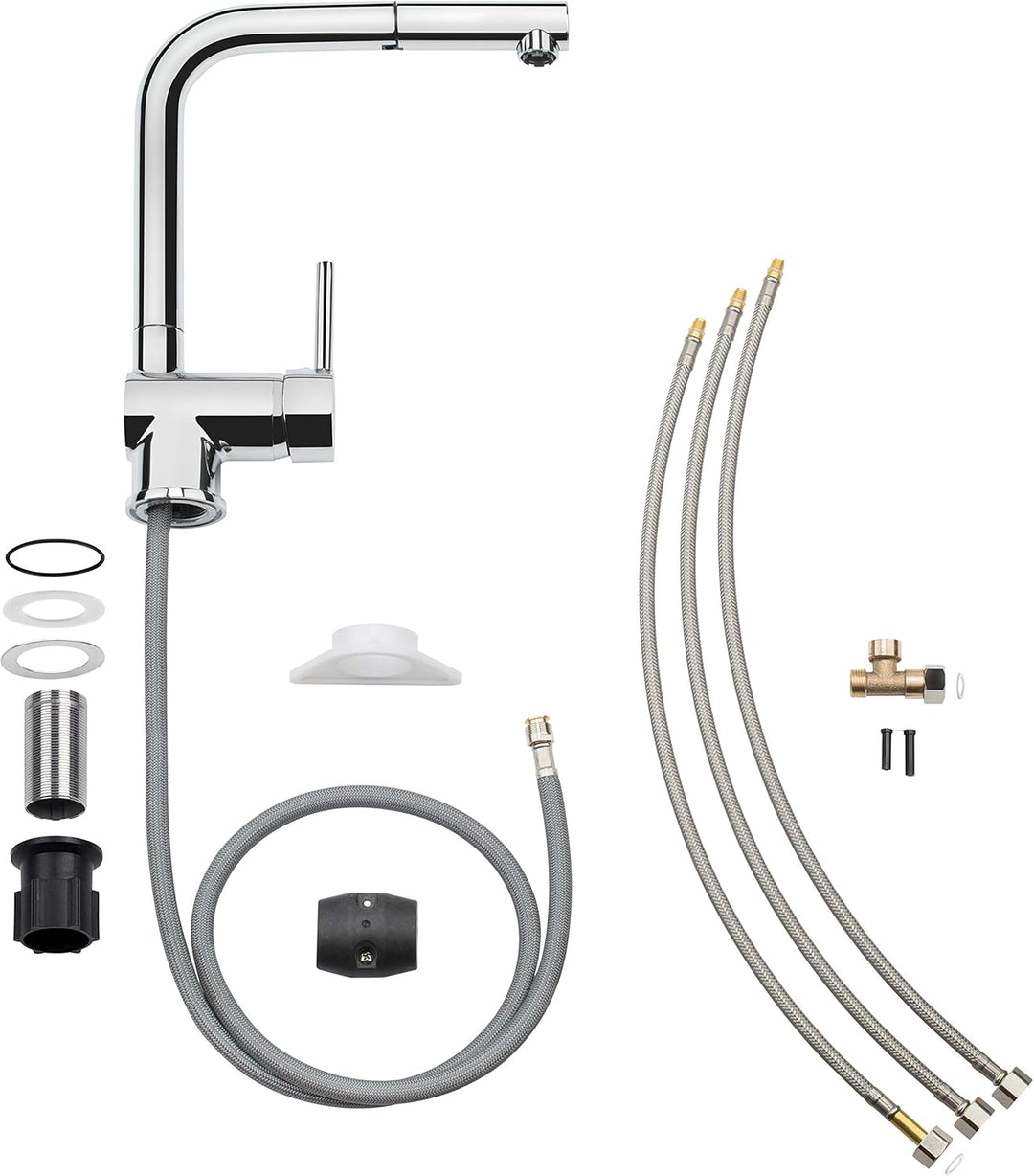 Cornat Spültisch-Einhebelarmatur "Livenne" - Hochwertiger Messingkörper - verchromt - Ausziehbare Sc