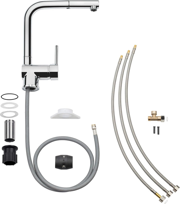 Cornat Spültisch-Einhebelarmatur "Livenne" - Hochwertiger Messingkörper - verchromt - Ausziehbare Sc