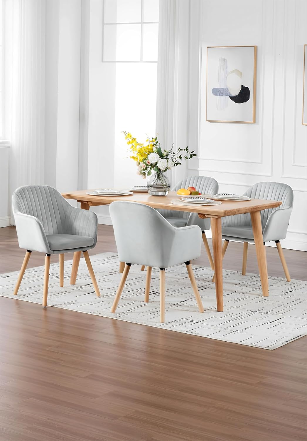 WOLTU 4er Set Esszimmerstühle Küchenstuhl Wohnzimmerstuhl Polsterstuhl Design Stuhl mit Armlehne Sam