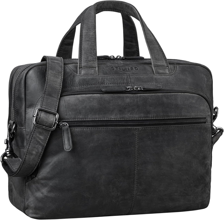STILORD 'Lias' Echtleder Umhängetasche für Herren - Stilsicher ins nächste Meeting Carbon - Grau, Ca