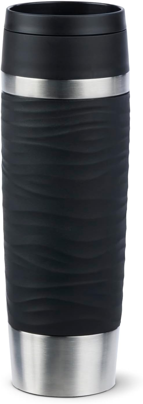 Emsa N20225 Travel Mug Wave Isolierbecher 0,5 Liter | neuer Komfort-Schraubverschluss | Edelstahl |