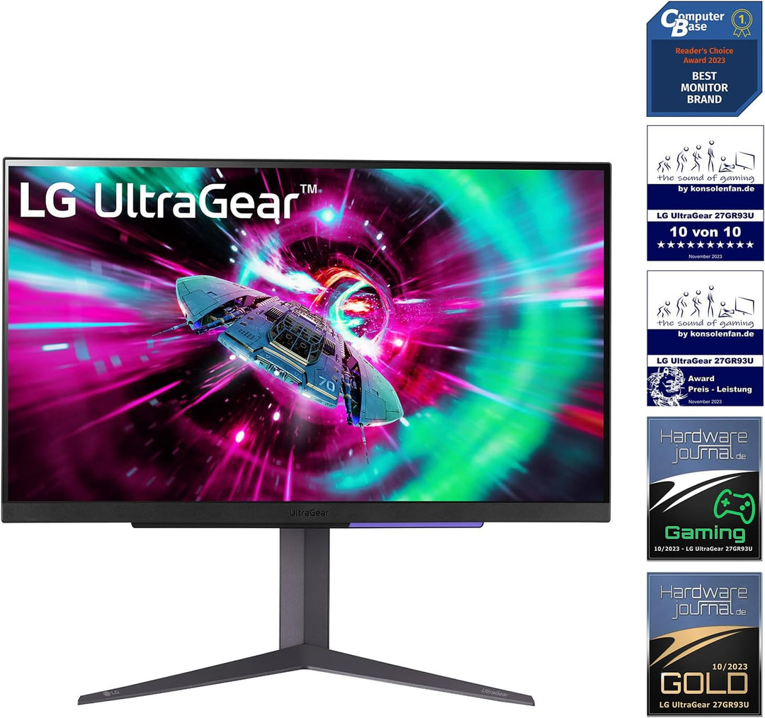LG Ultragear 16:9 UHD Gaming Monitor 27GR93U-B - 27 Zoll, IPS-Display, HDR10, AMD FreeSync, Grau/Sch