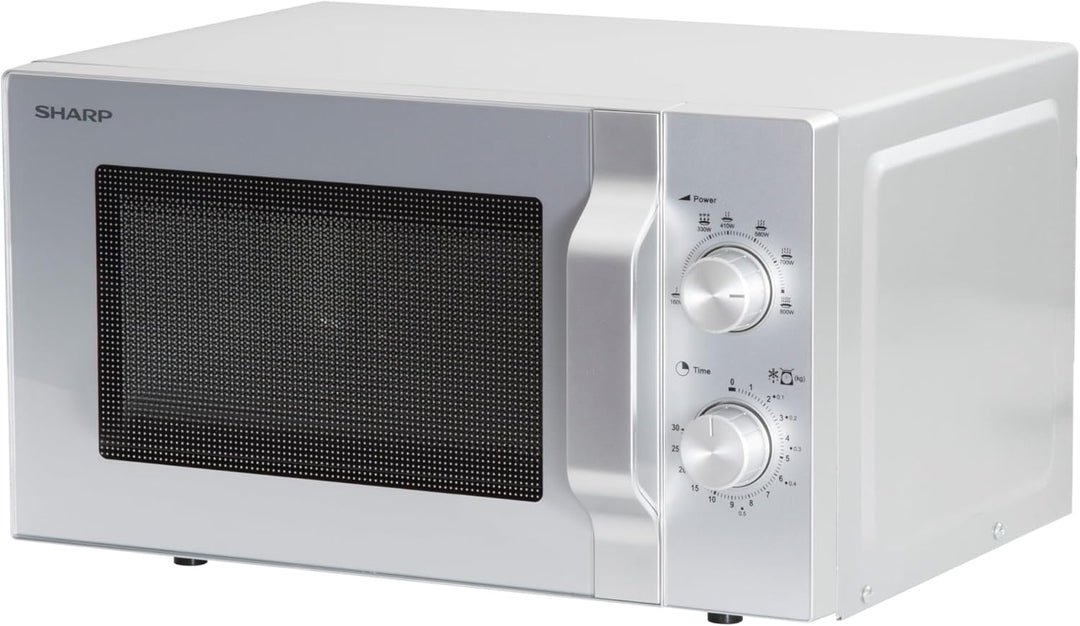 Sharp R204S Solo-Mikrowelle / 20 L / 800 W / 6 Leistungsstufen / Zeitschaltuhr von 30 Minuten bis 00