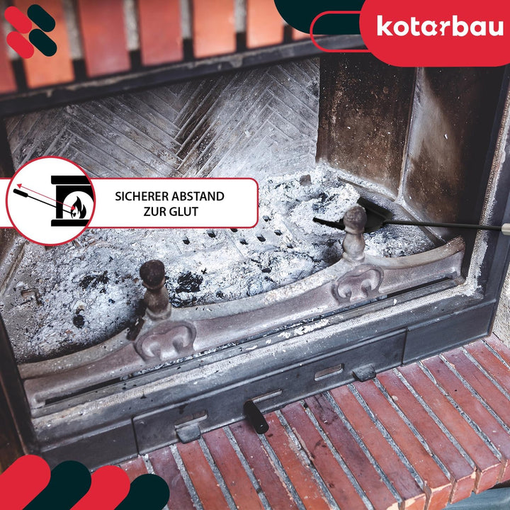 KOTARBAU® 5tlg. Edelstahl Kamingarnitur Schwarz mit Silbernem Griff