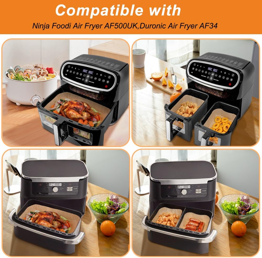 GINOYA Backpapier für Ninja Foodi Flexdrawer 10,4 l Heissluftfritteuse AF500EU, Fritteusen Zubehör f