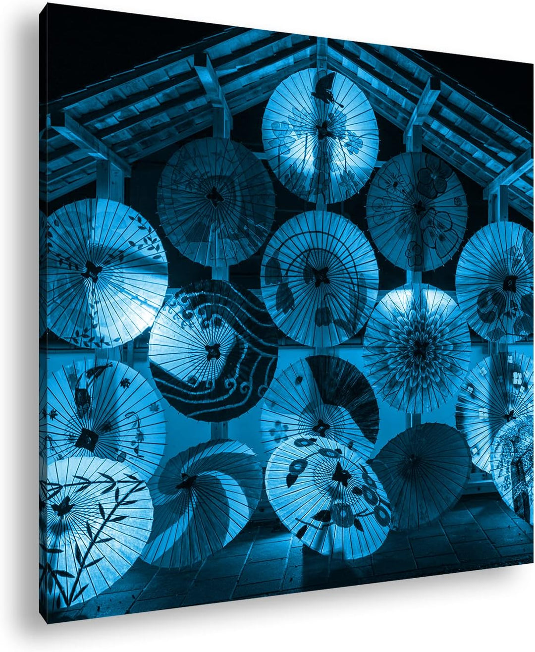 deyoli viele Bunte japanische Regenschirme Format: 70x70 Effekt: Monocrome Blau als Leinwandbild, Mo