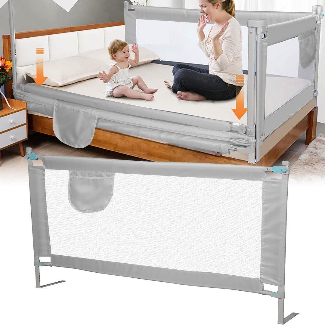 Sinbide Bettgitter, 150cm/180cm/200cm/220cm Kinderbettgitter, Klappbarer Bettschutzgitter fĂŒr Kinder