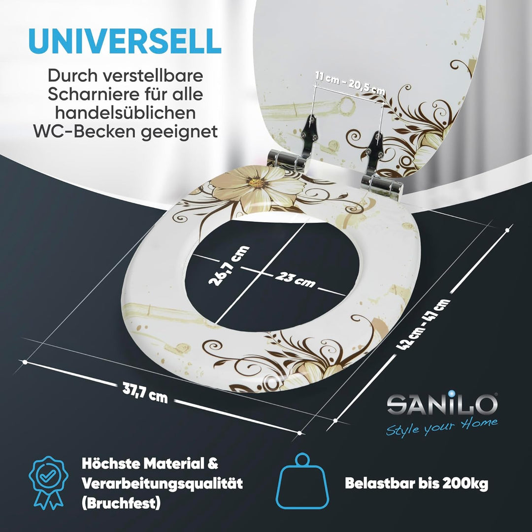 Sanilo WC-Sitz mit Absenkautomatik I Hochwertiger Toilettensitz aus Holz I Toilettendeckel in versch