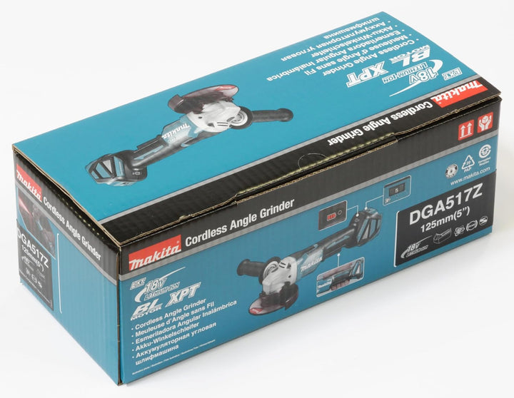 Makita DGA517Z Akku-Winkelschleifer 18 V mit Paddleschalter (ohne Akku, ohne