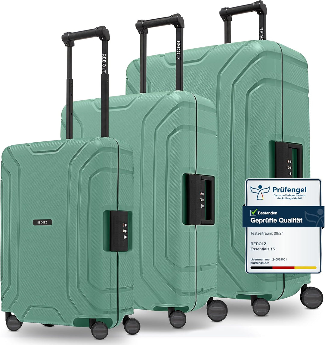 REDOLZ Hartschalen Koffer-Set 3-teilig ohne Reissverschluss | 3-Punkt-Verschluss-System | aus hochwe