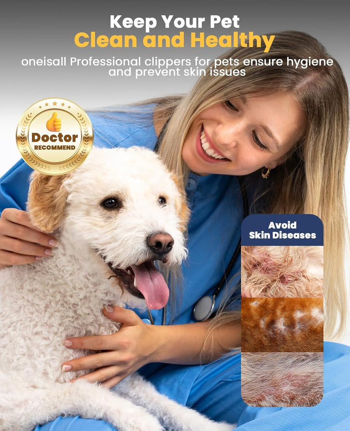 oneisall Hundeschermaschine und Pfotentrimmer 2in1 Set, IPX7 Wasserdicht Schermaschine hund Dichtes