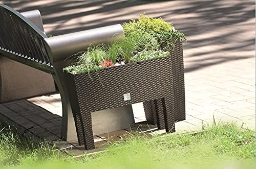 KOTARBAU® Blumenkasten 60x25x25cm mit Füssen und Bewässerungseinlage Anthrazit Rattan Imitation, Ant