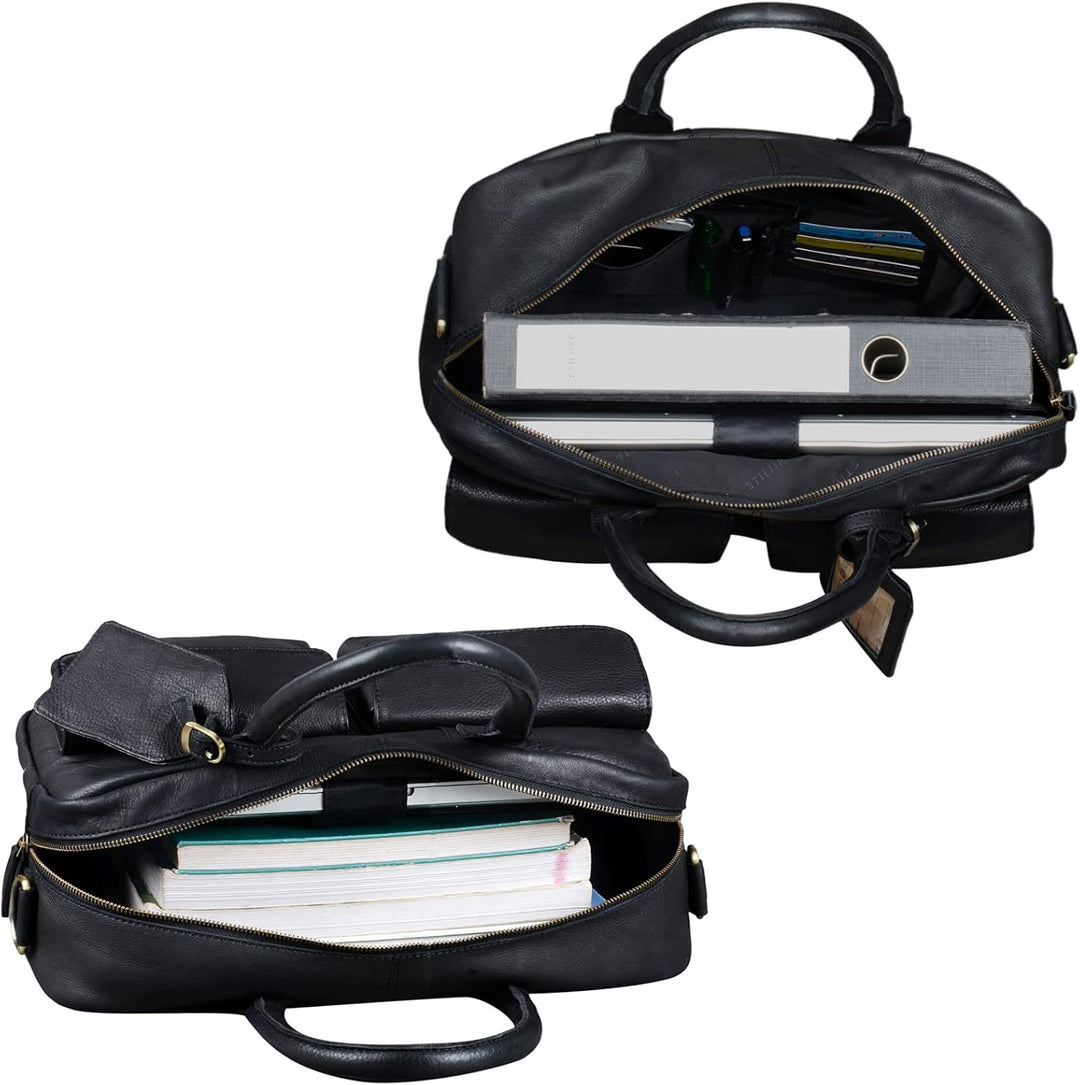 STILORD 'Carlo' Grosse Umhängetasche Leder Lehrertasche Aktentasche Schultertasche Reise Beruf Freiz