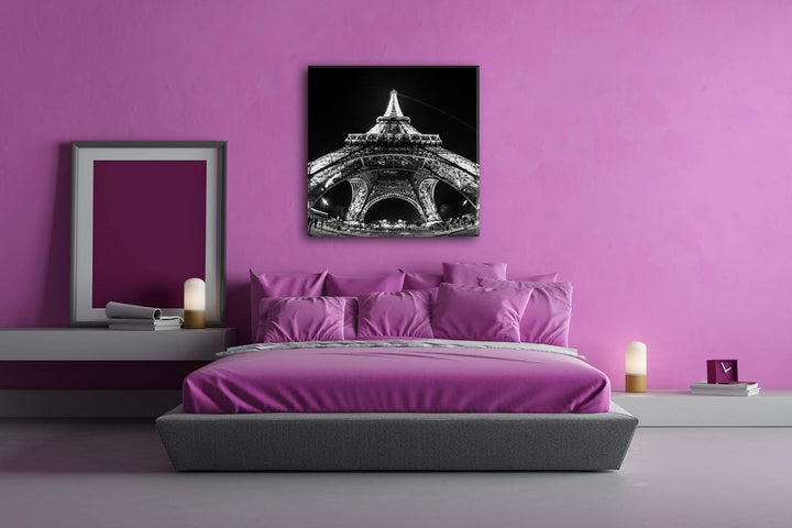 deyoli riesiger Eiffelturm in Paris im Format: 70x70 Effekt: Schwarz&Weiss als Leinwandbild, Motiv a