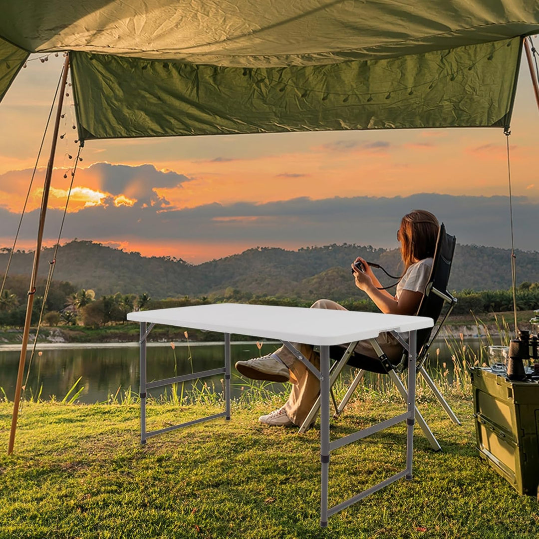 TRUTZHOLM Flohmarkttisch höhenverstellbar 120x60 cm zusammenklappbar mit Tragegriff wetterbeständig