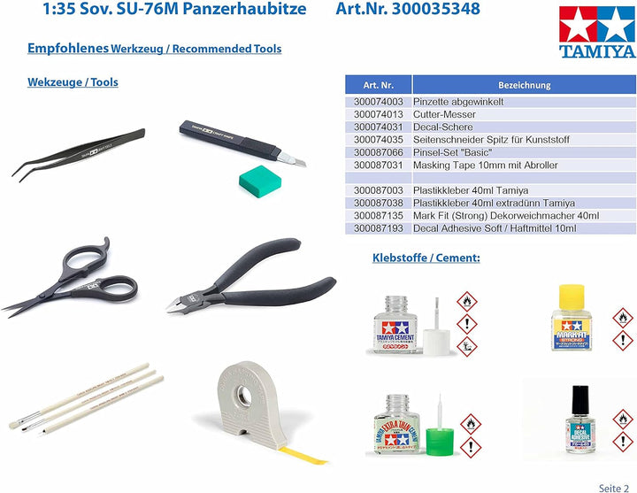 Tamiya 35348 RUSSISCHE SELBSTFAHRZEUGE SU76M 1/35" 1:35 Sov. SU-76M Panzerhaubitze Fahrzeug