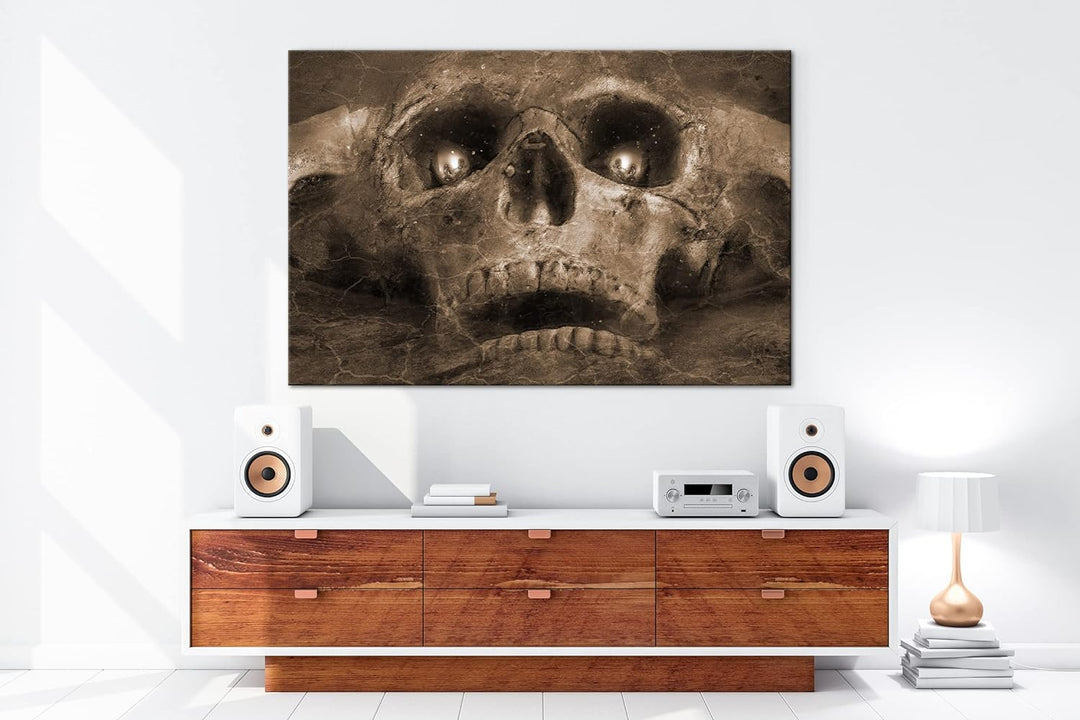 deyoli unheimlicher Demonenschädel Format: 80x60 Effekt: Sepia als Leinwandbild, Motiv fertig gerahm