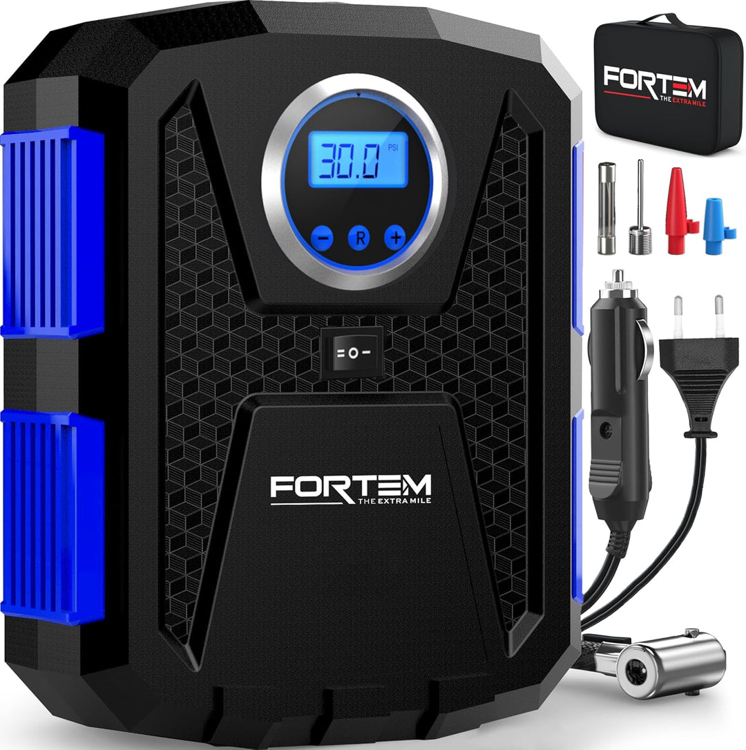 Fortem Tragbarer Kompressor Autoreifen, Kompressor Fahrrad, 12V Autoreifen Pumpe und Fahrradpumpe El