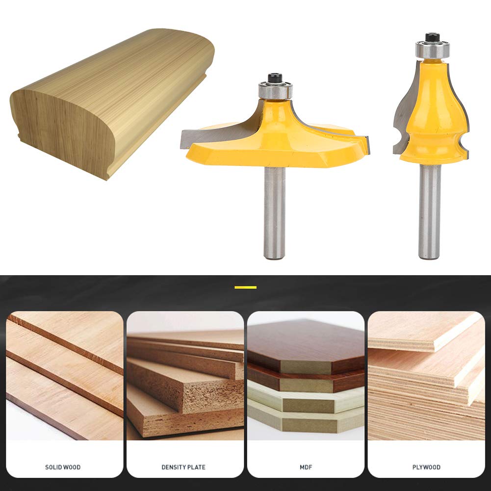 2 Stück Fräser, 8 mm Schaft Handlauf & Tischkante Fräser Set Holzbearbeitungsfräser mit Lager