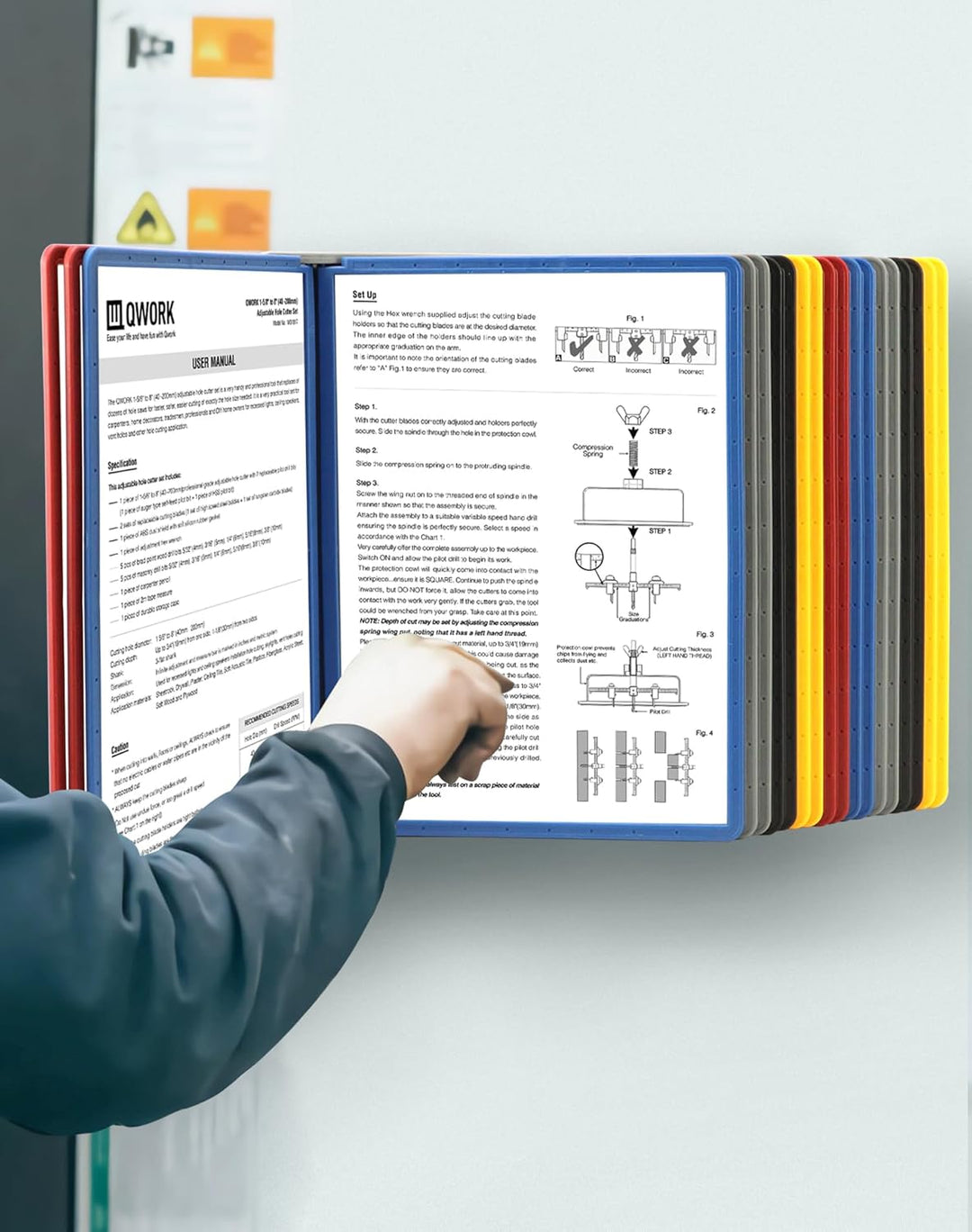 QWORK® Wand Sichttafelsystem - 20X Sichttafeln A4 - Mehrfarbig Dokumentenhalter für Messehallen, Res