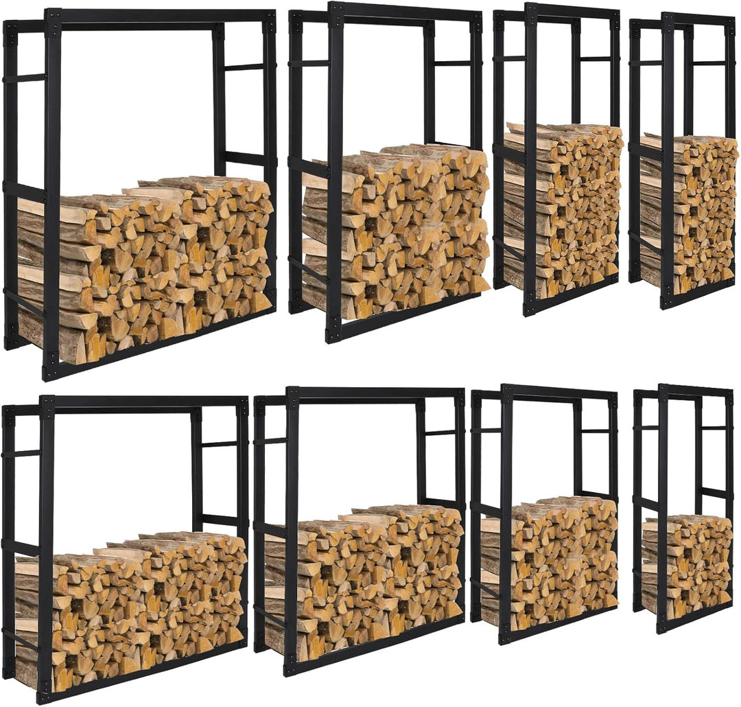 Lospitch Kaminholzregal, Innen Brennholzregal Holzhalter aus Stahl, Stabiles Metall-Gestell In Matt