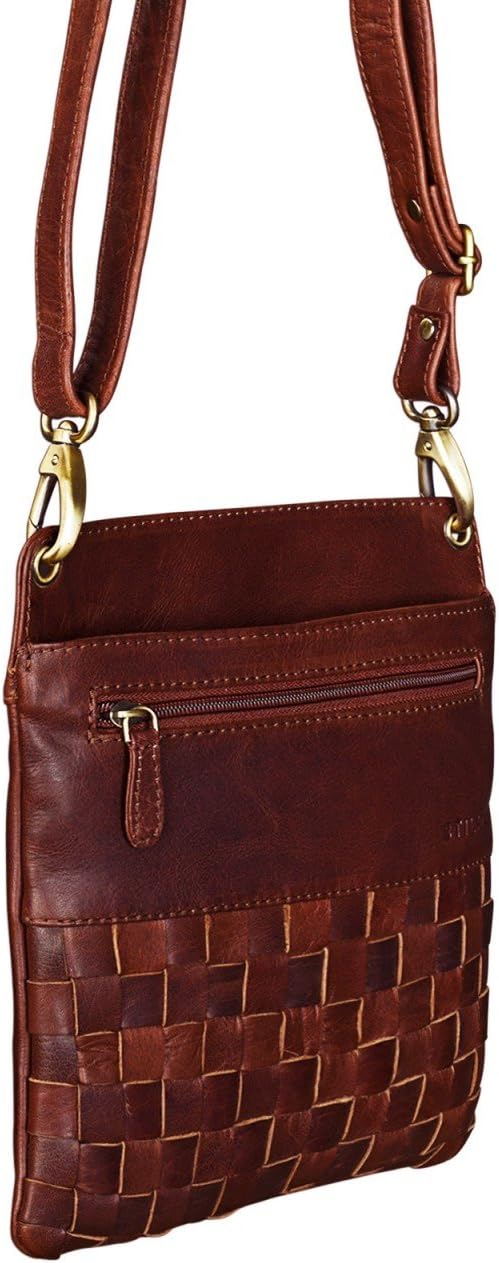 STILORD 'Sophie' Schultertasche Damen klein Leder Handtasche moderne Umhängetasche geflochten Freize