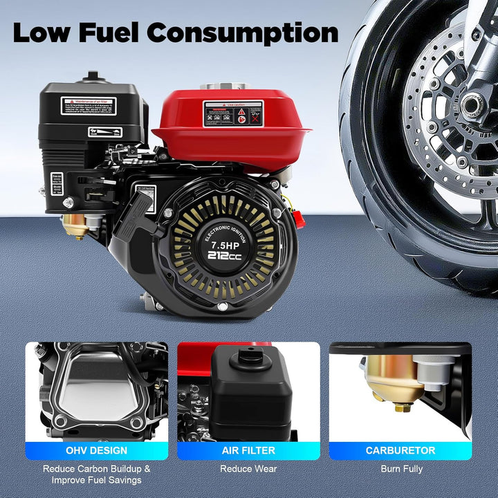 BJTDLLX 7.5 PS 210cc Benzinmotor Kartmotor Standmotor Antriebsmotor 4 Takt 3600 U/min Ersatzmotor 20