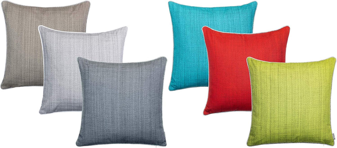 Brandsseller Kissen 2er-Set 45x45 cm Outdoor Garten Dekokissen mit Paspel - Leinenoptik Uni Schmutz-