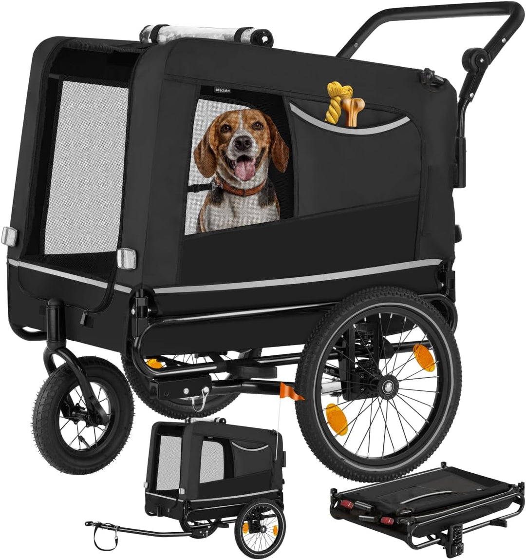 tectake® Fahrradanhänger multifunktional - als Hunde Anhänger Wagen für Fahrrad und e Bike, Jogger o