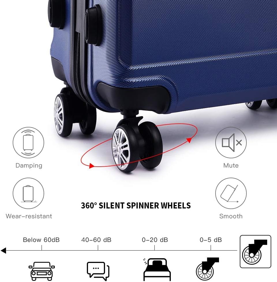 KONO Kofferset 2 Teilig Koffer Trolleys Gepäcksets, 65cm Mittelgross Koffer und 74cm Gross Koffer, L