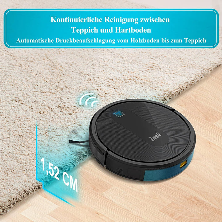 INSE Saugroboter, Staubsauger Roboter, 2200Pa Starke Saugkraft, Super Leise Ultra Flach Selbstauflad
