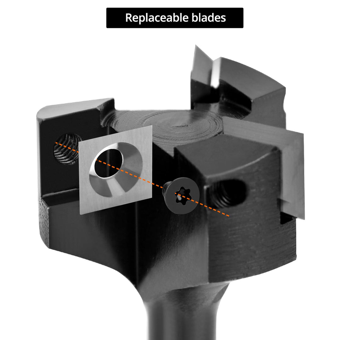 QWORK® Planfräser 8mm Schaft, 35mm Durchmesser Planfräser, Fräser für Oberfräse, Planfräser für Holz