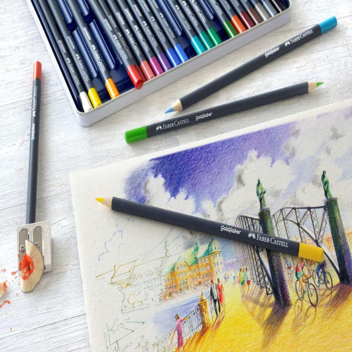 Faber-Castell 114736 - Farbstifte mit permanenter Ölkreidemine Goldfaber, 36er Set 36er Etui Single,