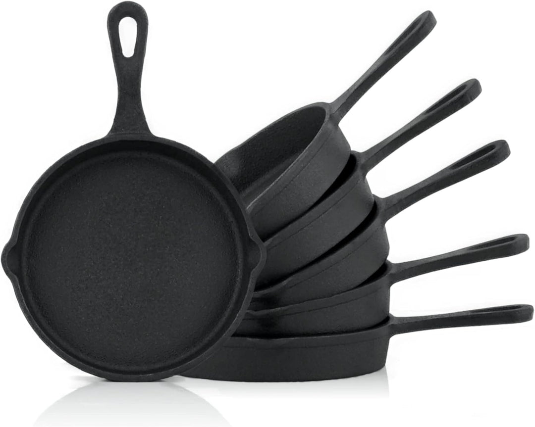 BBQ-Toro Gusseisen Grillpfännchen (6-er Set) | Ø 12,5 cm | bereits eingebrannt - preseasoned | Gusse