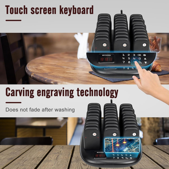 Retekess TD175P Pager Rufsystem, Pager Gastronomie, 30 Pagers, Draussen 1000M, 7 Rufmodi, Einfache P