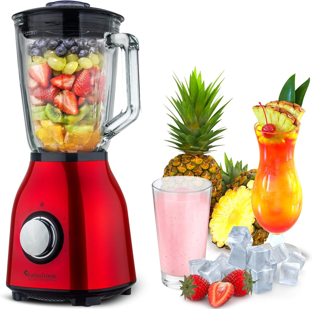 1400 Watt Standmixer mit Glasbehälter 1,5 Liter, BPA-frei, 6 Edelstahl-Klingen, Smoothie Maker, Blen