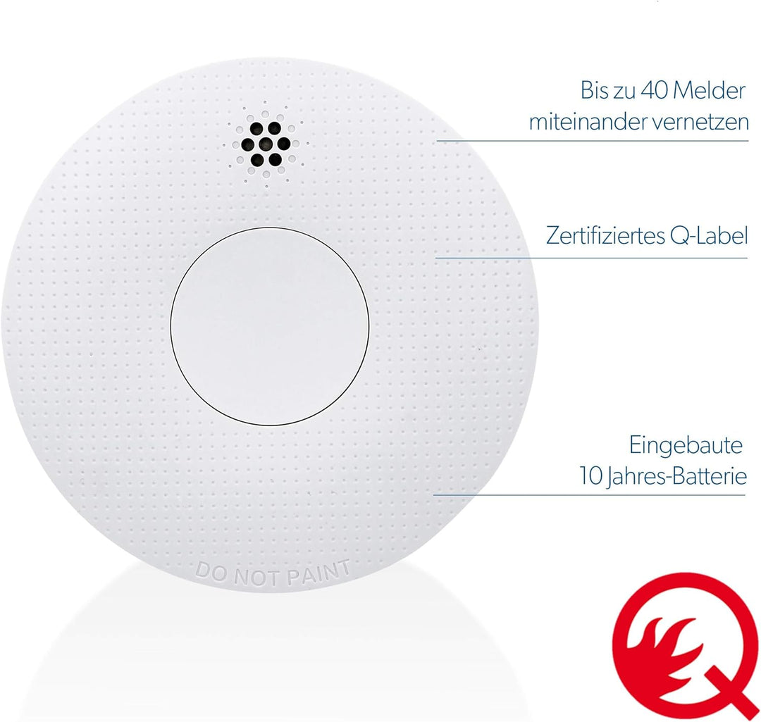 UNITEC Rauchwarnmelder mit Funkfunktion | 85 db | bis zu 40 Melder miteinander verbinden | Q-Label |