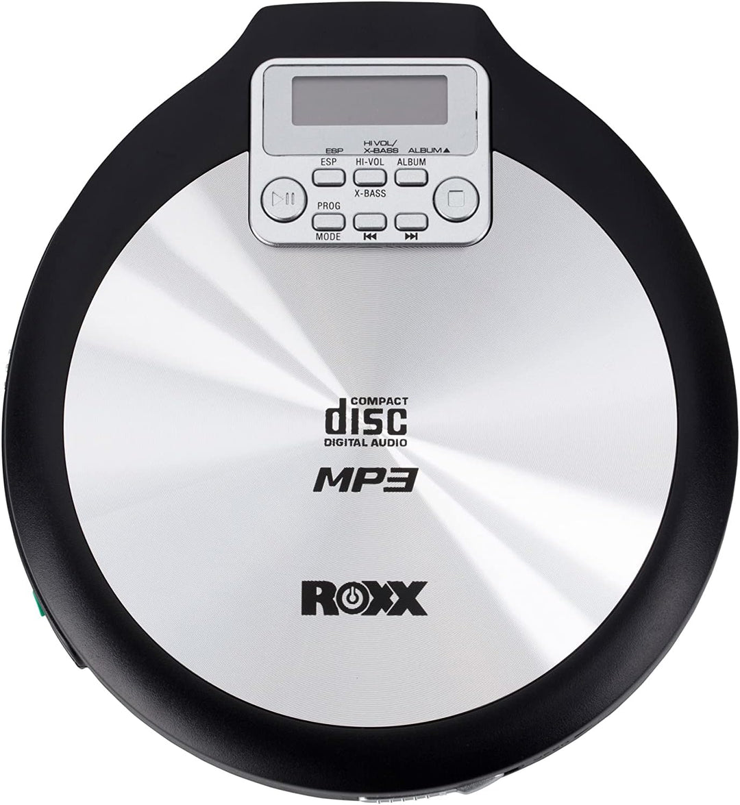 ROXX Tragbarer CD Player mit Kopfhörer MP3 fähig Antishock Discman mit Netzteil PCD 600
