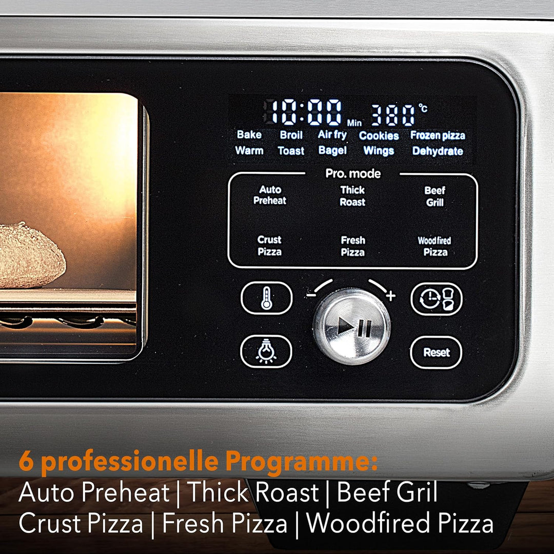 BAUMFELD PizzaAirfryer400 black - 12 in 1 Multifunktionsofen, Pizzaofen, 400 °C, tragbar, Grillen, P