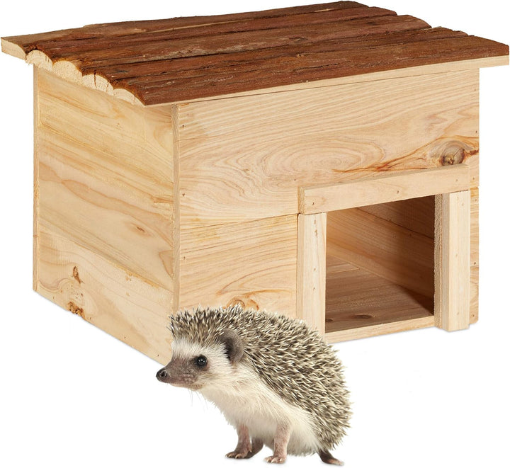 Relaxdays Igelhaus für den Garten, Winterquartier und Unterschlupf, Igelhotel Tannenholz, HBT: 22,5