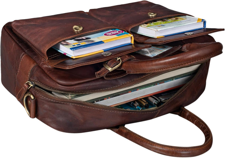 STILORD 'Carlo' Grosse Umhängetasche Leder Lehrertasche Aktentasche Schultertasche Reise Beruf Freiz