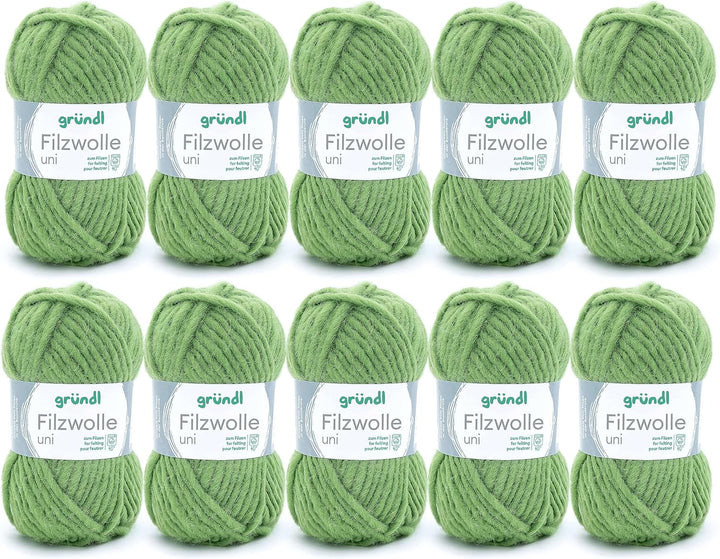 Gründl Filzwolle uni (Wolle zum Filzen, Stricken und Häkeln, Garn aus 100 % Schurwolle, 50 g / 50 m,