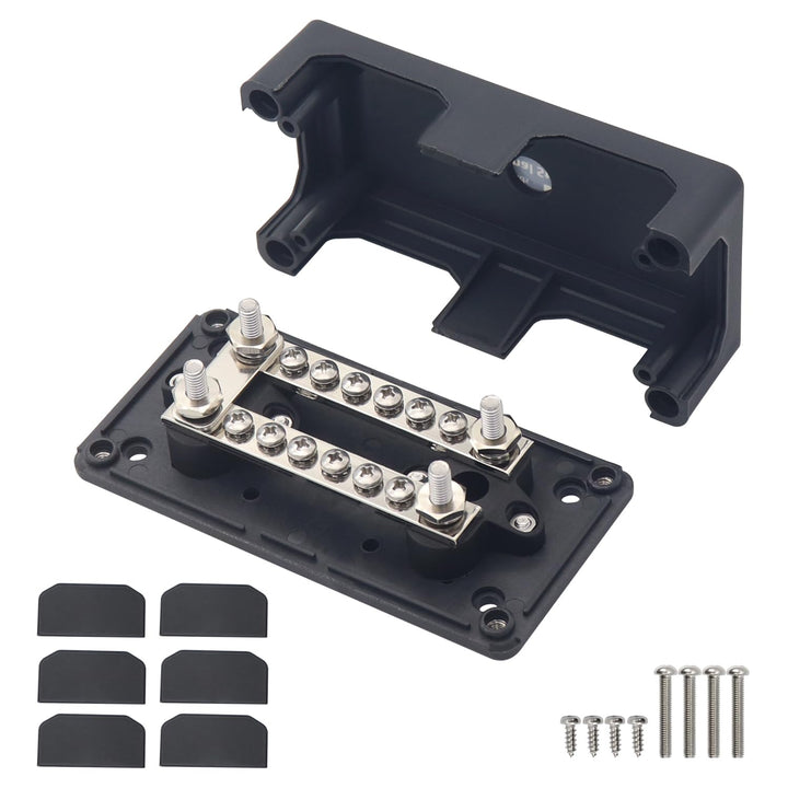 HIMOZEAN 100A Sammelschienenkasten 12V - 48V DC Verteilerschiene Stromverteilungsblock 4X M6 und 12X