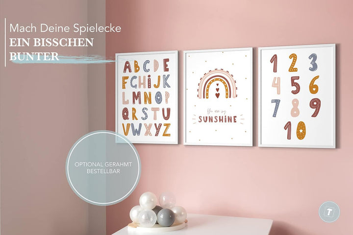 Papierschmiede® Kinderposter 3er Set Lernposter, DIN A2 Wanddeko, Geschenk für Mädchen & Jungen Kind