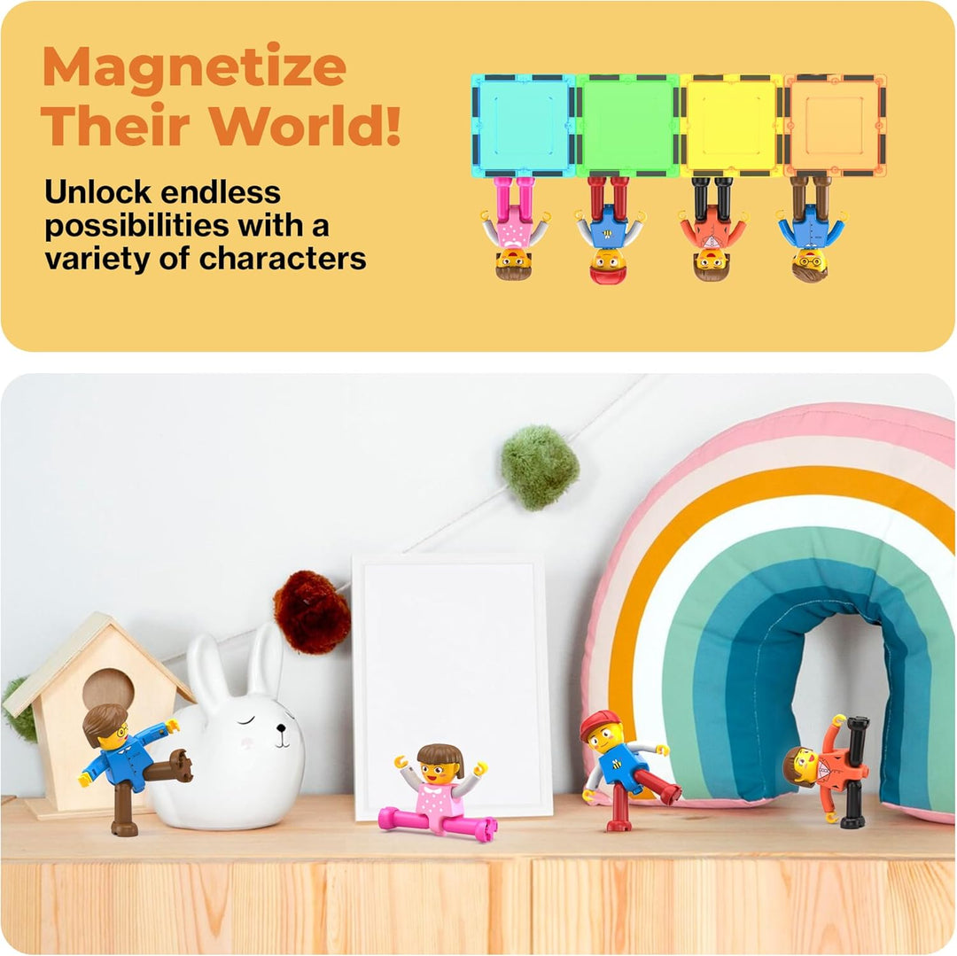 PicassoTiles Magnetic 4 Familien-Aktionsfiguren Kleinkind Spielzeug Magnet-Erweiterungspaket Pädagog